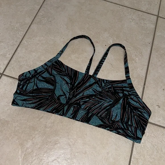 Lululemon Rise and Run Bra Womens Mini Palm Lace Tofino Teal Multi Black - Picture 4 of 11